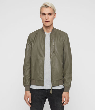 KINO LEATHER BOMBER JACKET (WARM GREY)