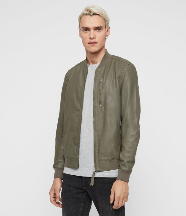 KINO LEATHER BOMBER JACKET (WARM GREY)